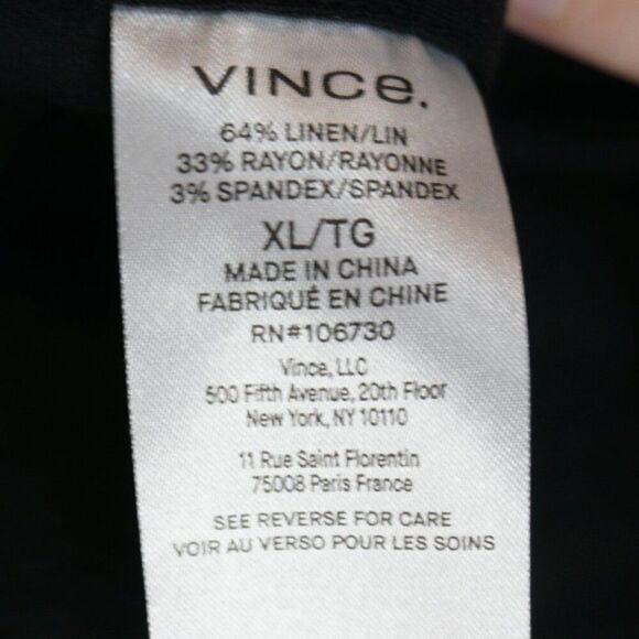 New Vince Linen Blend Pull On Pant in Black size XL (16) $395 - Picture 15 of 16
